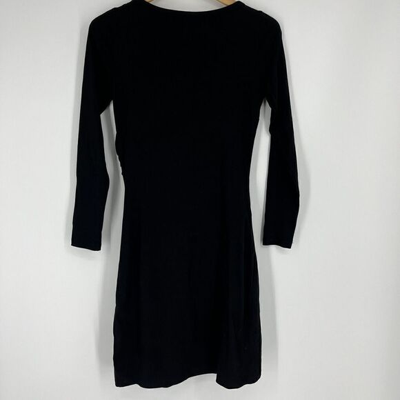 eShakti Dress Size Small Womens Black Ruched Round Neck Sheath Cotton Stretch - Picture 5 of 8